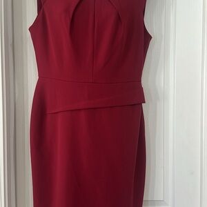 Calvin Klein Sleeveless Burgundy Sheath Midi Dress